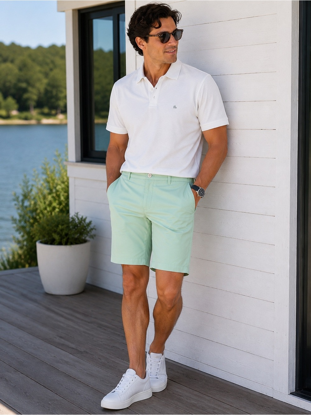 Puma Mint Green Flat-Front Shorts